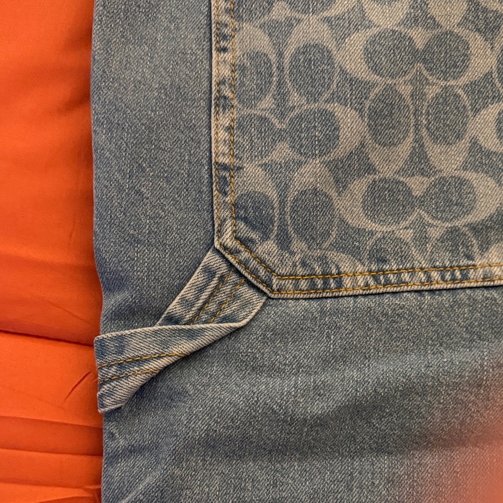 Coach Men's Light Blue Relaxed Fit Jeans with Signature Pocket - Picture 3 of 5